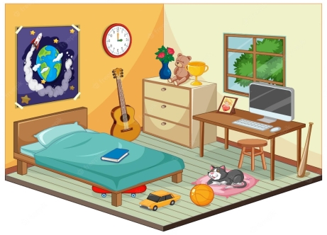 Free Vector | Part of bedroom of children scene in cartoon style